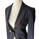 BCBGMAXAZRIA  Navy‎ Black Satin-Trim Blazer Size XXS Business Casual Office Photo 1