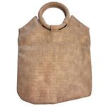 Anthropologie Alisa Fold-over Vegan PU Leather Handbag Purse Beige Tan Woven Photo 0