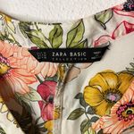ZARA Women’s White and Multicolored Floral Button Down Shirt Size Medium Photo 4