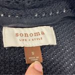 Sonoma  Black Crochet Waffle Knit Open Front Cotton Blend Cardigan Topper S Photo 4