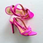 Schutz Yvi Heel Neon Pink NEW Sandal Size 8 Open Toe Party Barbie Designer Photo 1