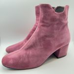 Vtg Pink Suede Ankle Zip Heel Boots Soft Fairycore Cottage Boho Indie 8.5 39 Photo 0