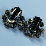 Women Clip On Earrings Purple Color Glass Faux Pearls Rivet Construction Vintage Photo 4