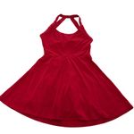 Halara Dress Womens Medium Red Backless Twisted Halter Neck Fit and Flare Mini Photo 3