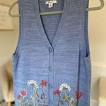 None TOG Shop 100% Cotton Vest Embroidered Floral Cottagecore Summer Spring Garden M Photo 0
