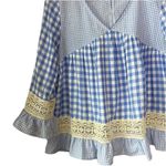 Listicle Vintage Gingham Checkered Babydoll Blouse Lace Trim Photo 3