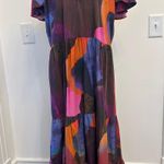 Tuckernuck Oliphant Designs V-Neck Maxi Dress Watercolor Print Pockets Photo 4