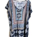 Farmer’s Market Floral Geo Top Womens Size‎ 3X Tie Front Split Neck Boho Multi Photo 0