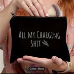 All My Charging Shit Travel Pouch – Fun & Cute Makeup Cosmetic Bag, Black,Unisex Black Photo 2