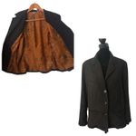 Chico's  1 Black Textured Blazer Jacket Silk Lining Bamboo Chinese Size M Brown Photo 1