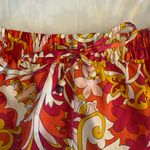 ZARA High Waist Floral Silk Feeling Shorts Red and Orange Paisley XS Photo 3