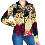 Kaktus Y2K Retro Women’s Abstract Animal Print Fleece Zip Cardigan Photo 0