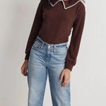 Madewell RUFFLE-COLLARED LONG-SLEEVE TOP IN HARVEST MOON- size Small Photo 1