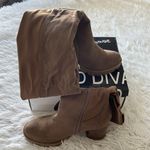 Wild Diva  GOSSIP-10 PLATFORM CHUNKY HEEL OVER THE KNEE HIGH BOOTS TAUPE SIZE 7 Photo 1