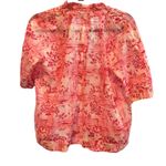Talbots  Floral Print Blouse Ruffle‎ Neck Short Sleeve Top Pink Size S Photo 4