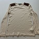 Ralph Lauren Lauren  long sleeve ribbed shirt petite large zipper shoulder beige Photo 0
