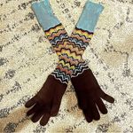 Missoni NEW for Target Brown Zig Zag Chevron Wool Blend Knit Long Gloves Photo 2