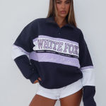 White Fox Boutique  Breaking Ground Front Zip Sweater Navy S/M  Photo 0
