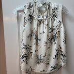 Banana Republic White Floral Ruffled Bib Collar Tank Blouse Photo 2