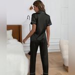 NWOT Black Pajamas Pant Set Silk Feel Size M Size M Photo 2
