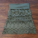 Solitaire Vintage Y2K Elegant Olive Green Cottagecore Dainty Fairycore Edgy Lacey Skirt S Photo 0