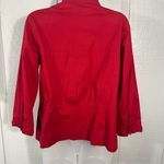 Peck & Peck  Red Long Sleeve Button Down Ruffle Front Top Size Medium EUC Photo 4