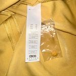 ASOS  Design Tie Front Plunge Satin Yellow Long Sleeve Cut Out Midi Dress US 6 Photo 6