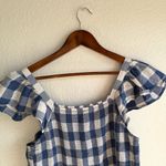 Old Navy  Womens Dress Blue White Gingham Plaid Flutter Sleeve Smocked Size Large Photo 3