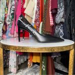 Versace New Gianni  Black Logo Print 80mm Leather Pumps Photo 3