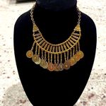 None Boho Gypsy coins necklace in gold tone metal and rhine stones Photo 0