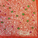 Givenchy {26" X 26"} Vintage Paris Scarf Abstract Orangy-Red Green Purple White Photo 9