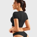 NWOT Short Sleeve Double Lined Crop Top Photo 2