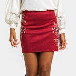 Francesca's  Burgundy Suede Floral Mini Skirt Photo 0