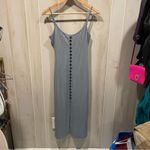 Cute steel blue ribbed button front tank dress midi bodycon Size M Photo 9
