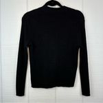 Gina Peters Black Ribbed Long Sleeve Button Up Cardigan Embroidered Greenery S Photo 3