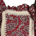 Sea New York Theodora Red Paisley Print Puff Sleeve Square Neck Crochet Trim Top Photo 9