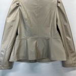 City Chic Faux Leather Zip up Jacket Fully Lined W/Pockets S/16 Beige NEW Photo 1