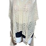 Boutique Womens Lacey Knit Crocheted Pullover Poncho Sweater Coverup Tan OS Photo 0