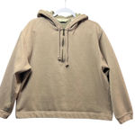 Eddie Bauer Y2K Womens XL Taupe Half Zip Hoodie Fleece Lined Pullover Sweatshirt Photo 0