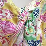 Jade Melody Tam Silk Dress 6 Midi Sleeveless Floral Yellow Summer Event Pastels Photo 3