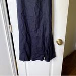 Reformation  Dress Denver Linen Slit Tie-Back Midi Wedding Summer Black 6 GUC Photo 2