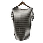 Metaphor  Women's One-Sided Floral Stripe Beige Shirt Sz Large Casual Summer Photo 1