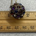 Vintage Sparkling Gemstone Pearl Ball Drop Earrings Dangle Cluster Old Money Purple Photo 7