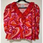 Alden Adair Jean Top Lovers Lane Size Medium NWT Red Pink Romantic Blouse Photo 1