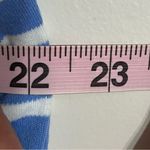 Quacker Factory Women Top Size Large Blue Blouse Striped Long Sleeve Sequin Photo 6