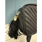 Victoria's Secret  Faux Leather Tassel Black‎ Gold Quilted Fanny Pack Bag Belts Photo 2