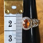 Natural Orange Garnet Sterling Silver 18k Yellow Gold Vermeil Ring Size 10 Photo 5