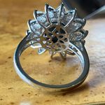 Natural Blue Star Sapphire Moissanite Sterling Silver Cocktail Ring Size 8 Photo 5