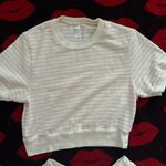 American Apparel pink cream striped two piece top skirt S Photo 1