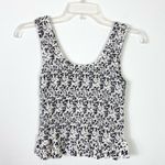 Japna  White Animal Spotted Smocked Sleeveless Tank Top Blouse Photo 2